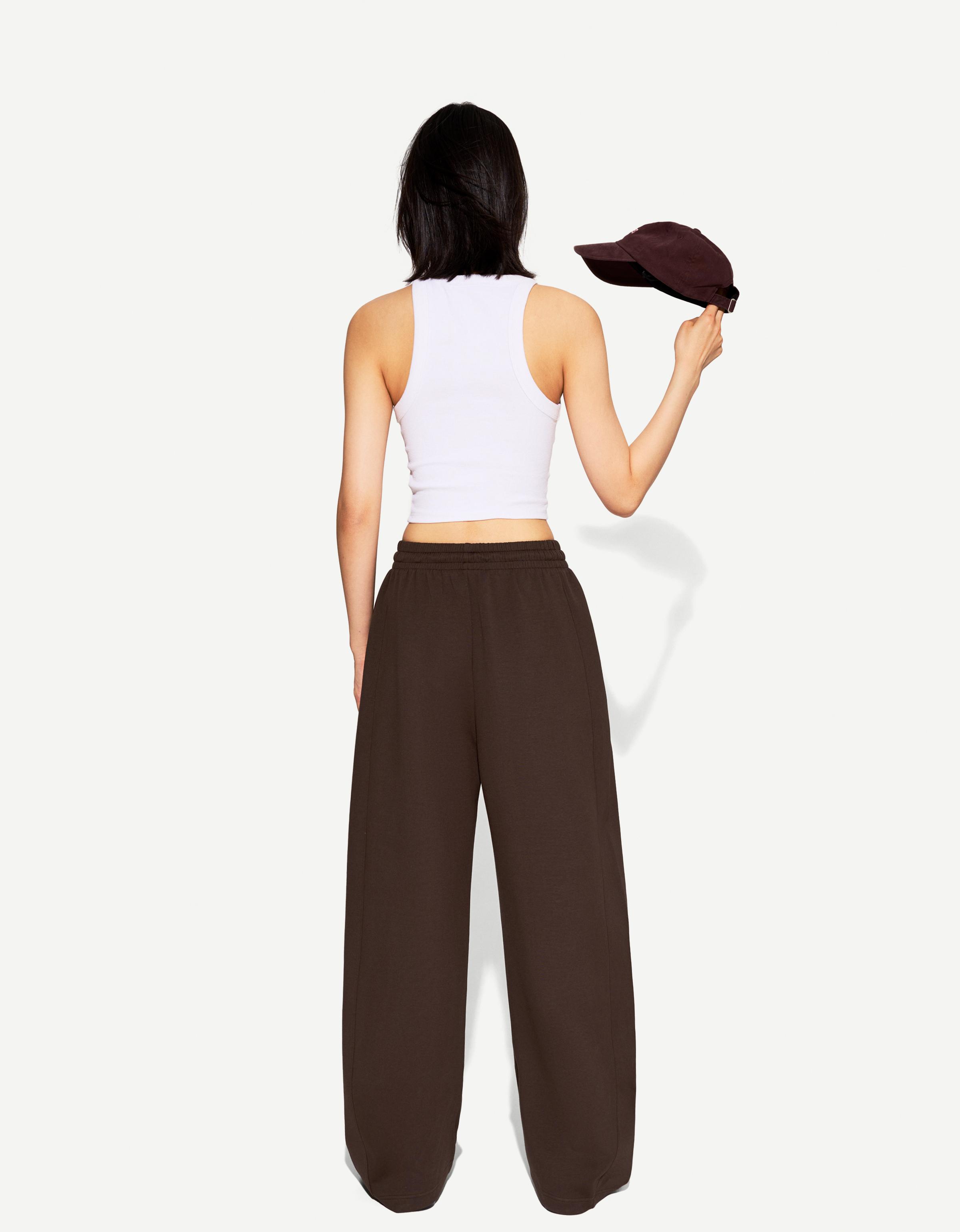 Bershka Barrel-Fit-Hose Aus Plüsch Damen Xxl Braun