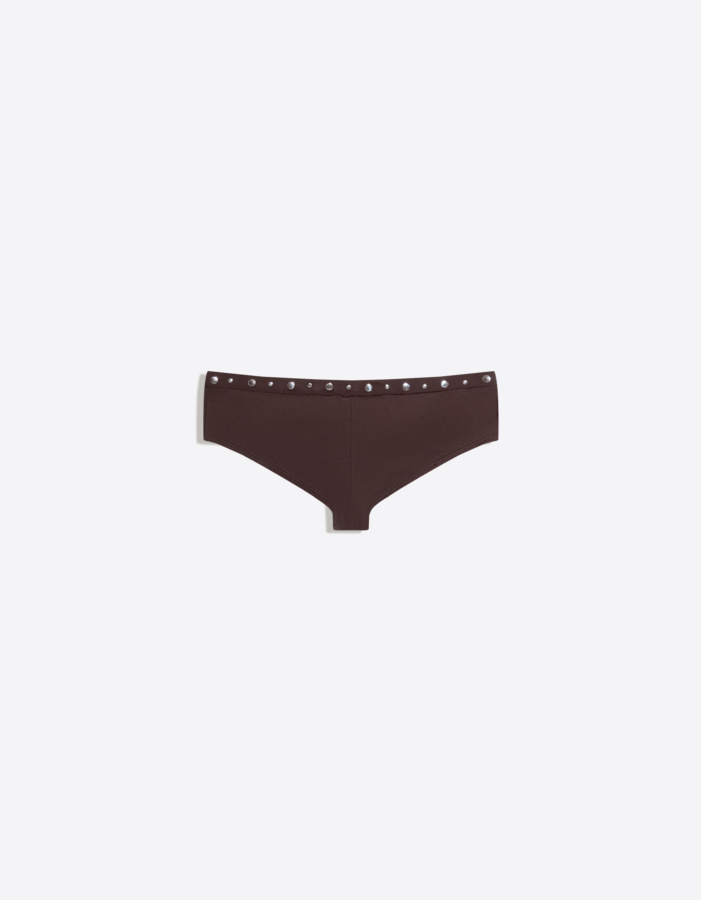 Studded culotte bikini briefs — Brown