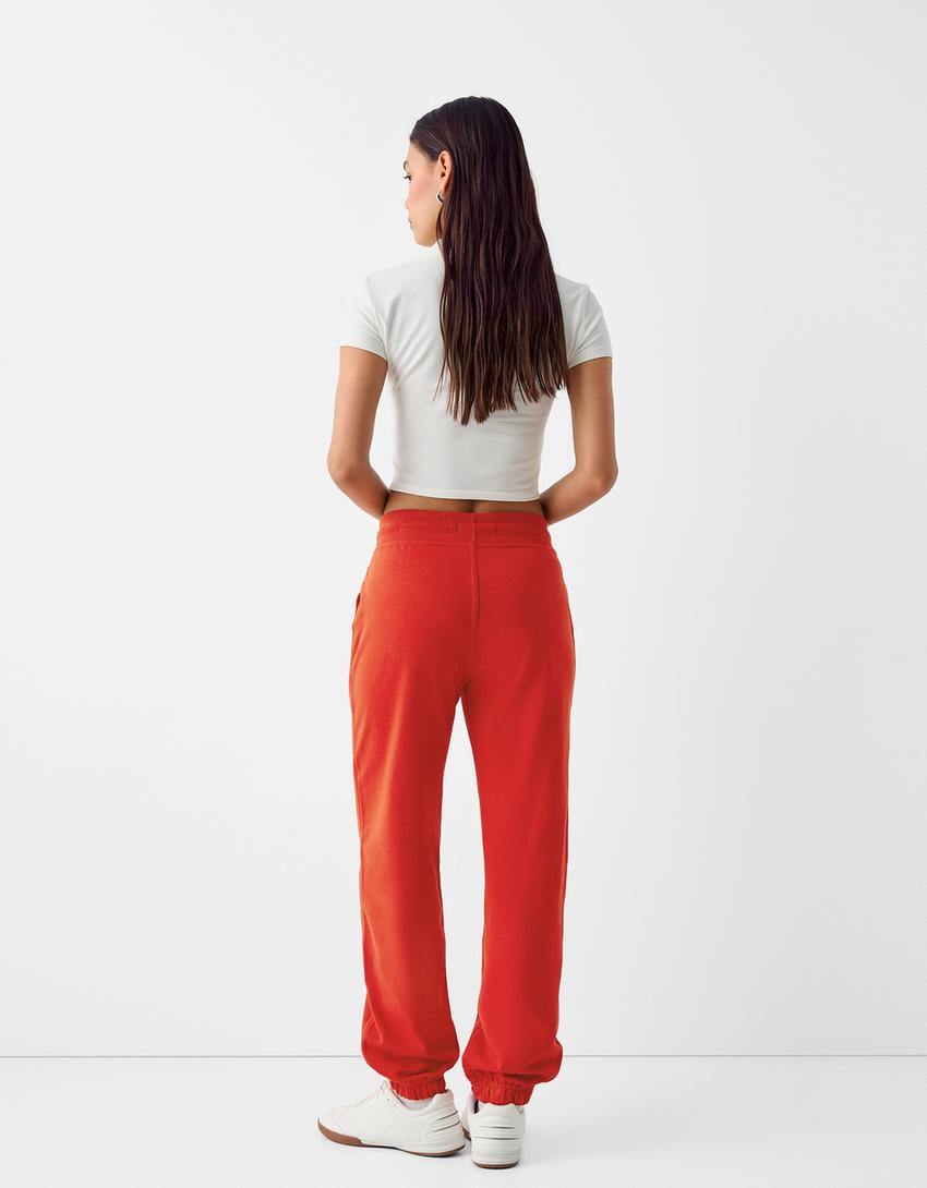Pantalon jogger en molleton-Rouge-2