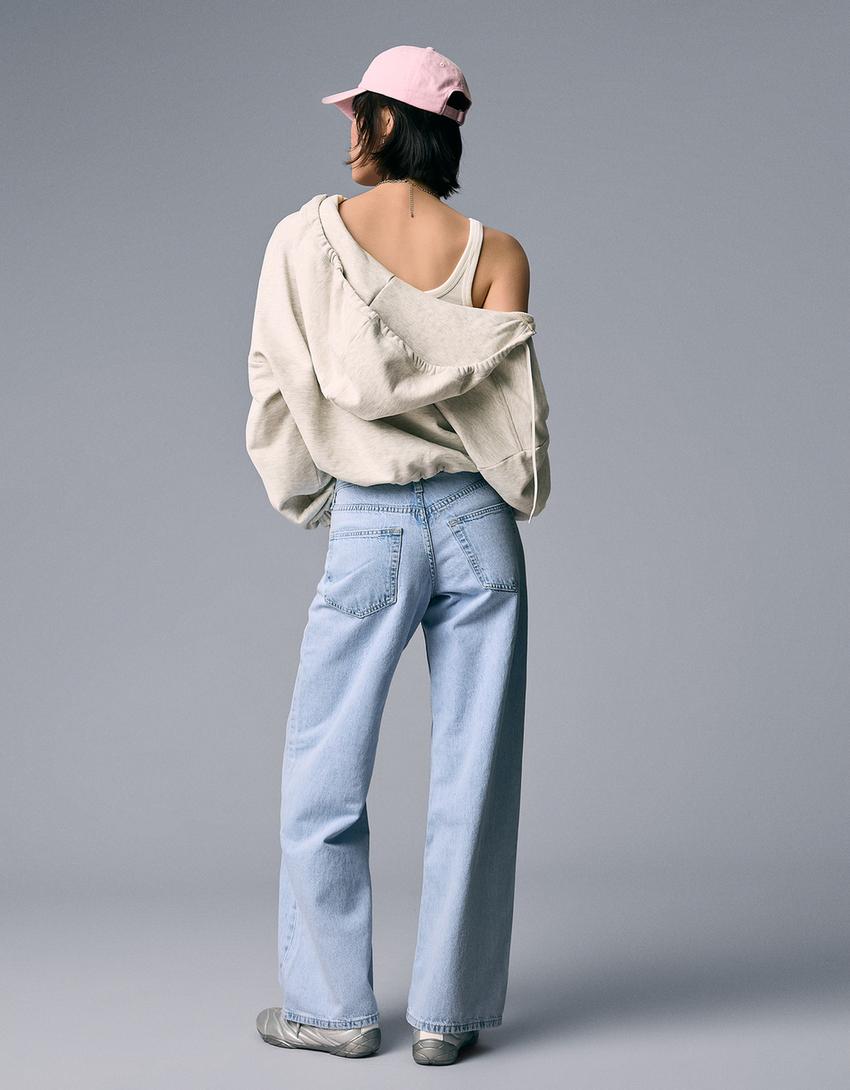 Low-rise straight-leg jeans-Light blue
