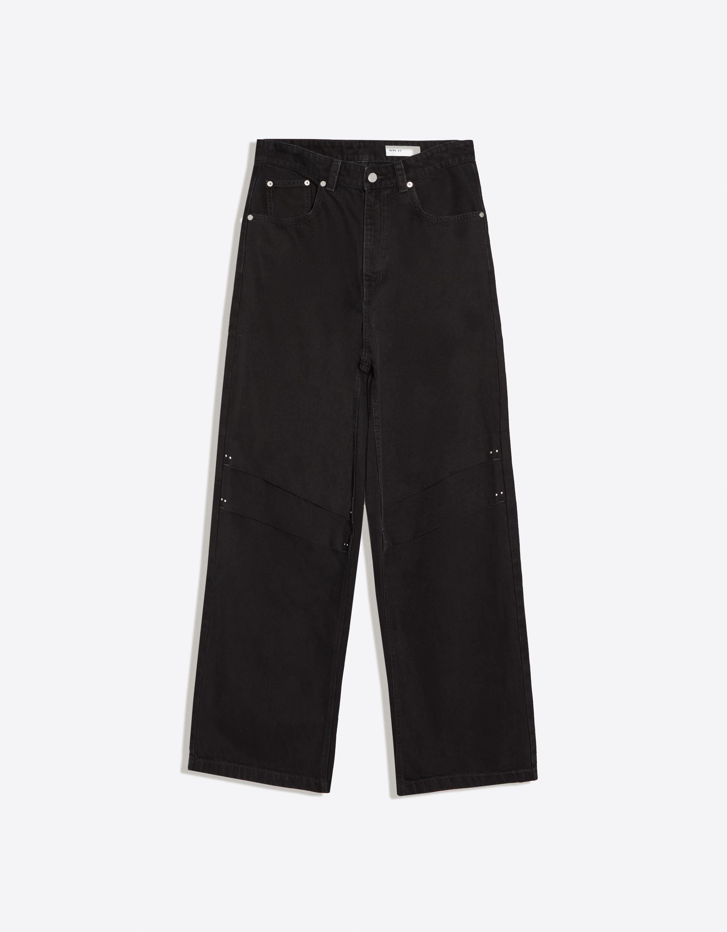 Bershka Jeans Tachuelas Hombre 32 Negro