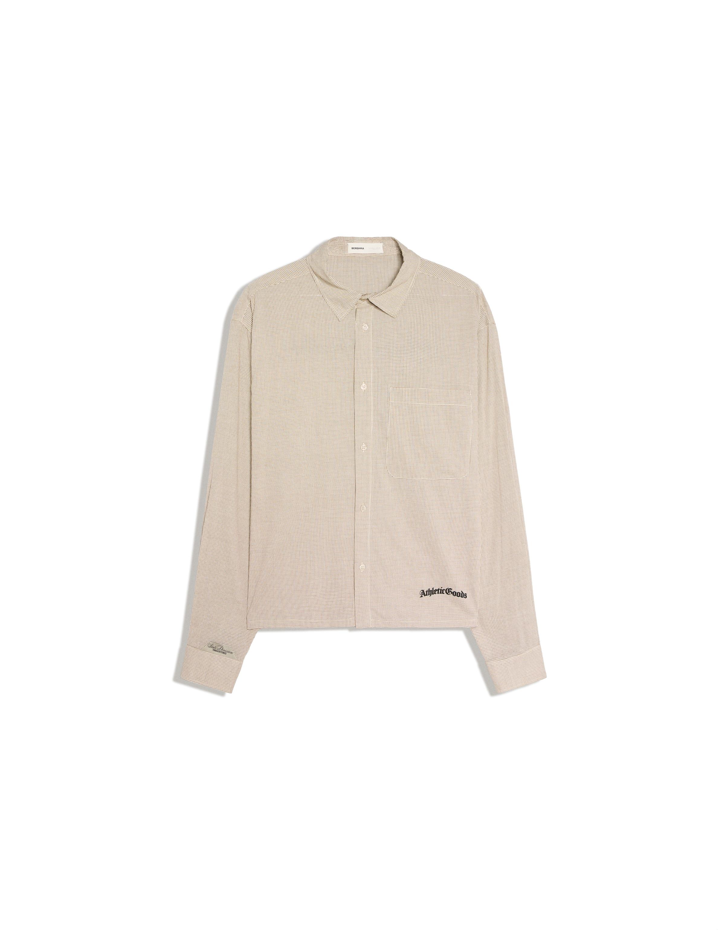 Long sleeve check print shirt — Beige