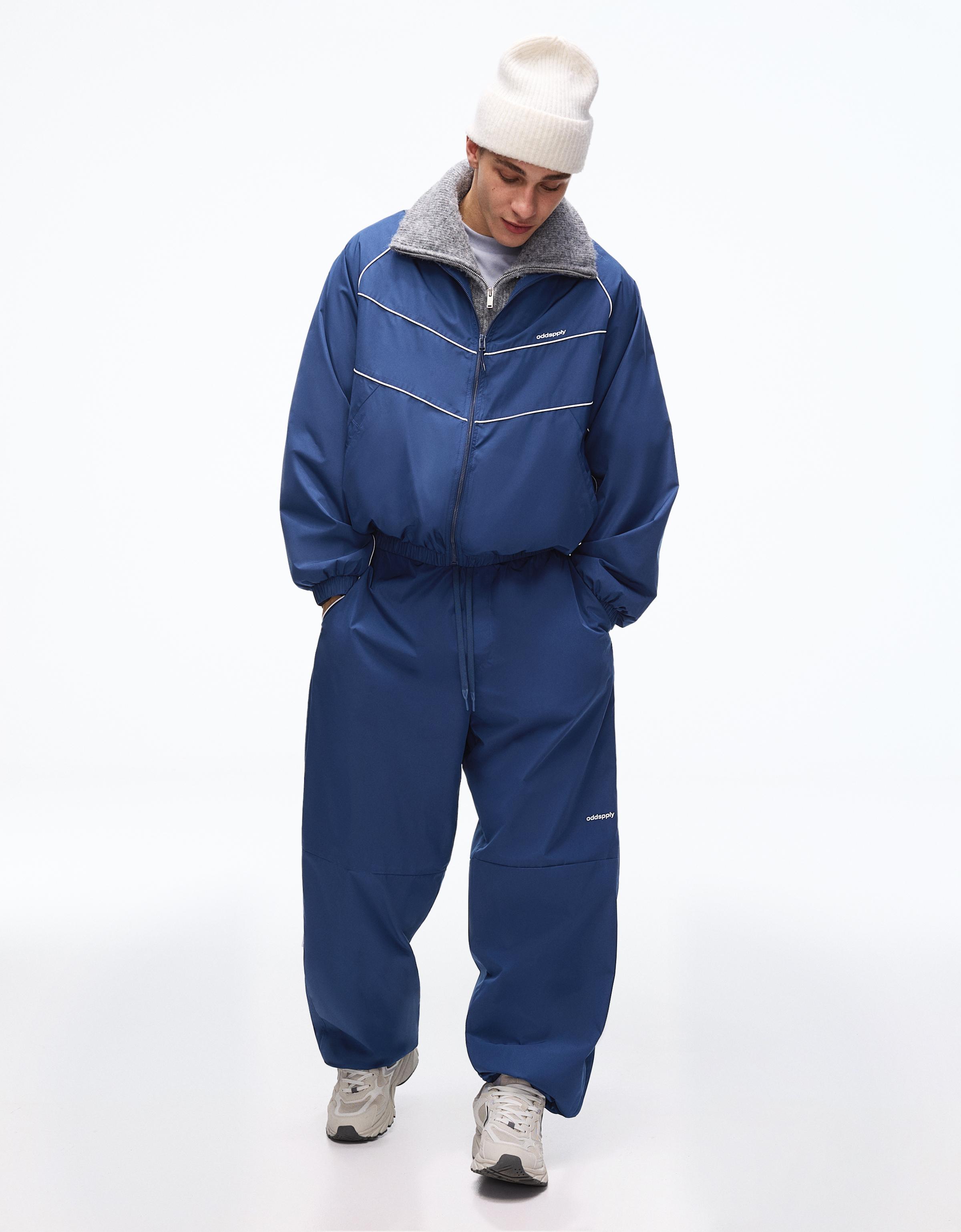 Bershka Superbaggy Hose Aus Funktionsstoff Herren M Marinenblau