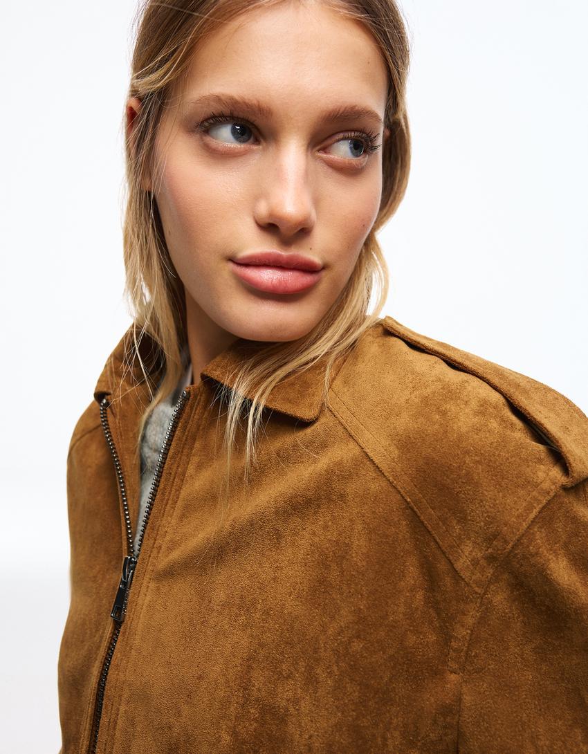 Cazadora efecto suede balloon-Camel