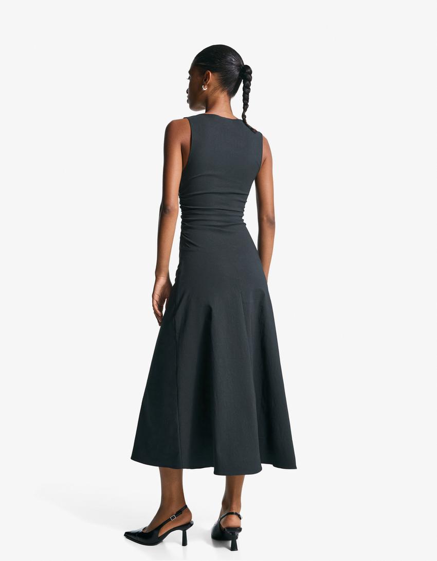 Bengaline midi dress-Navy