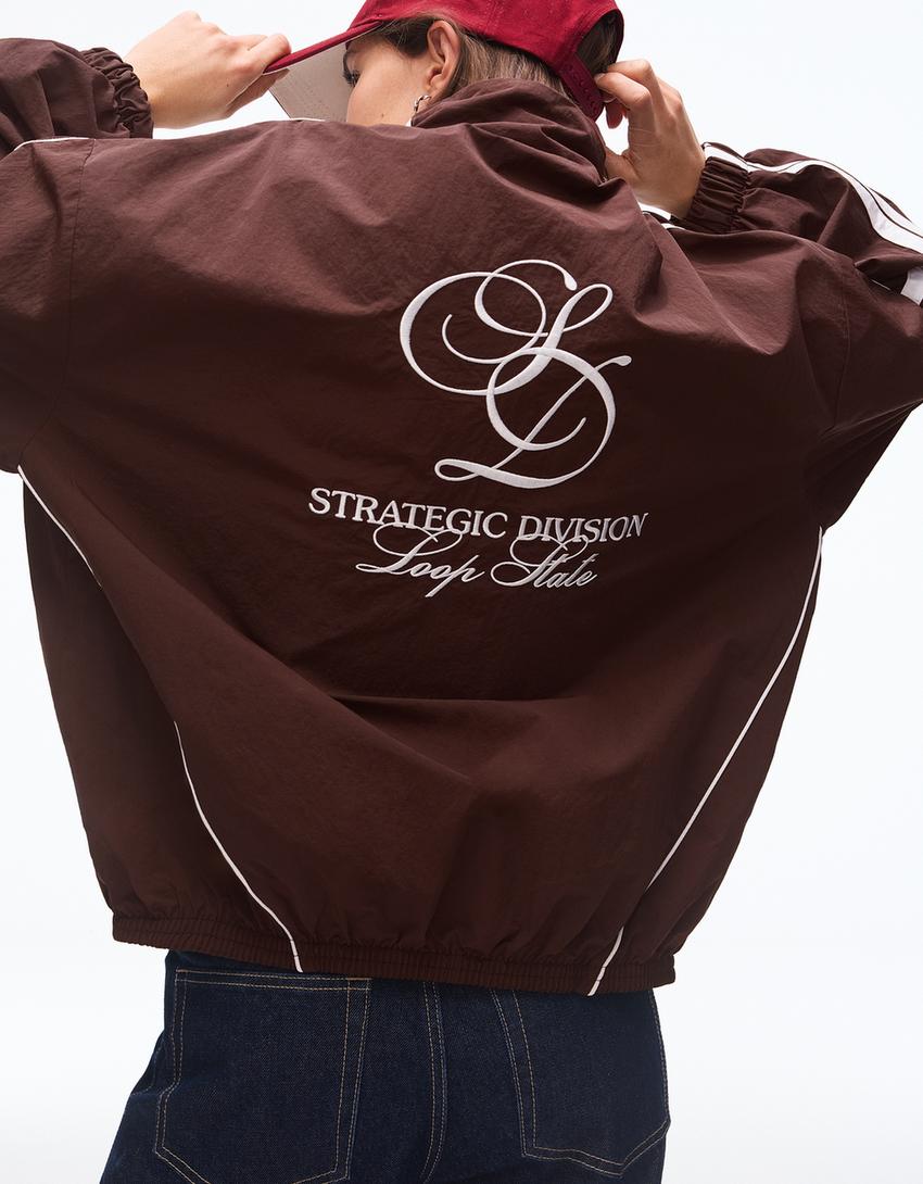 Blouson technique brodé-Marron