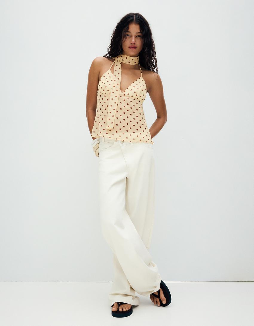 Strappy scarf top-Yellow