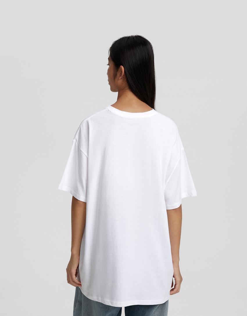 High School Musical Sharpay print oversize short sleeve T-shirt-Off white-2