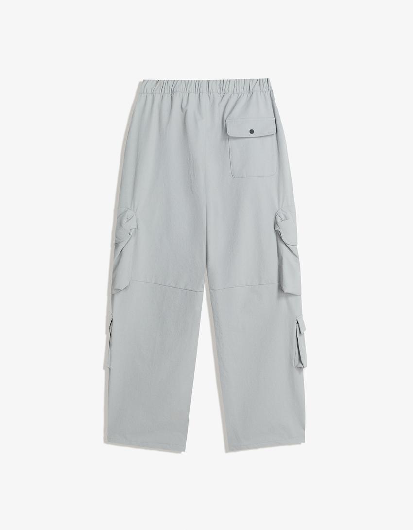 Baggy-Cargohose aus Funktionsstoff-Dunkelgrau