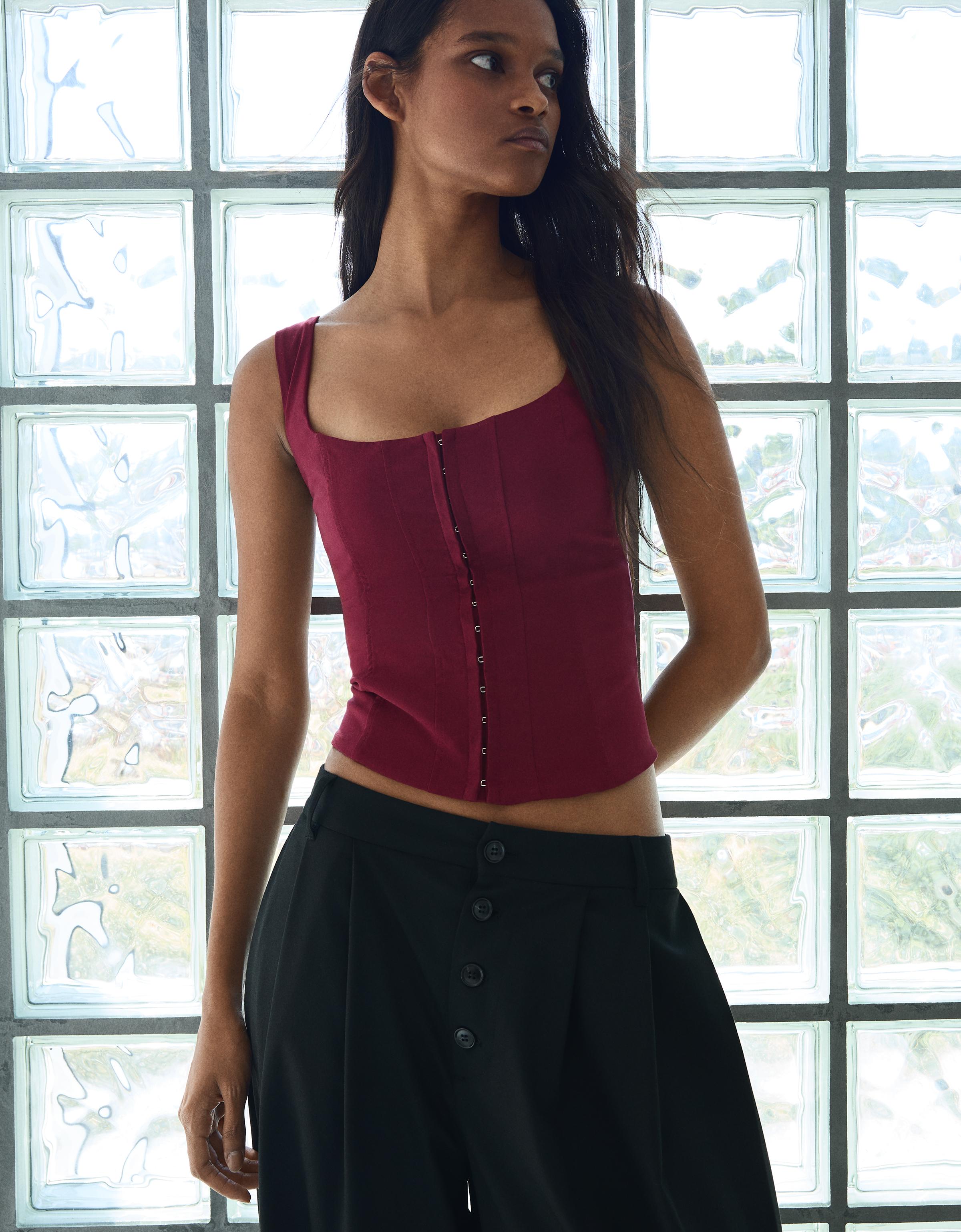 Bengaline corset top — Maroon