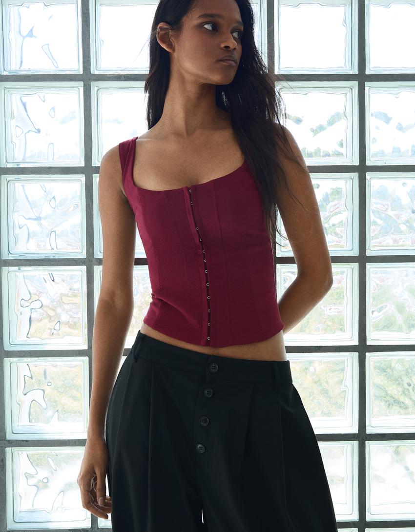 Bengaline corset top-Maroon