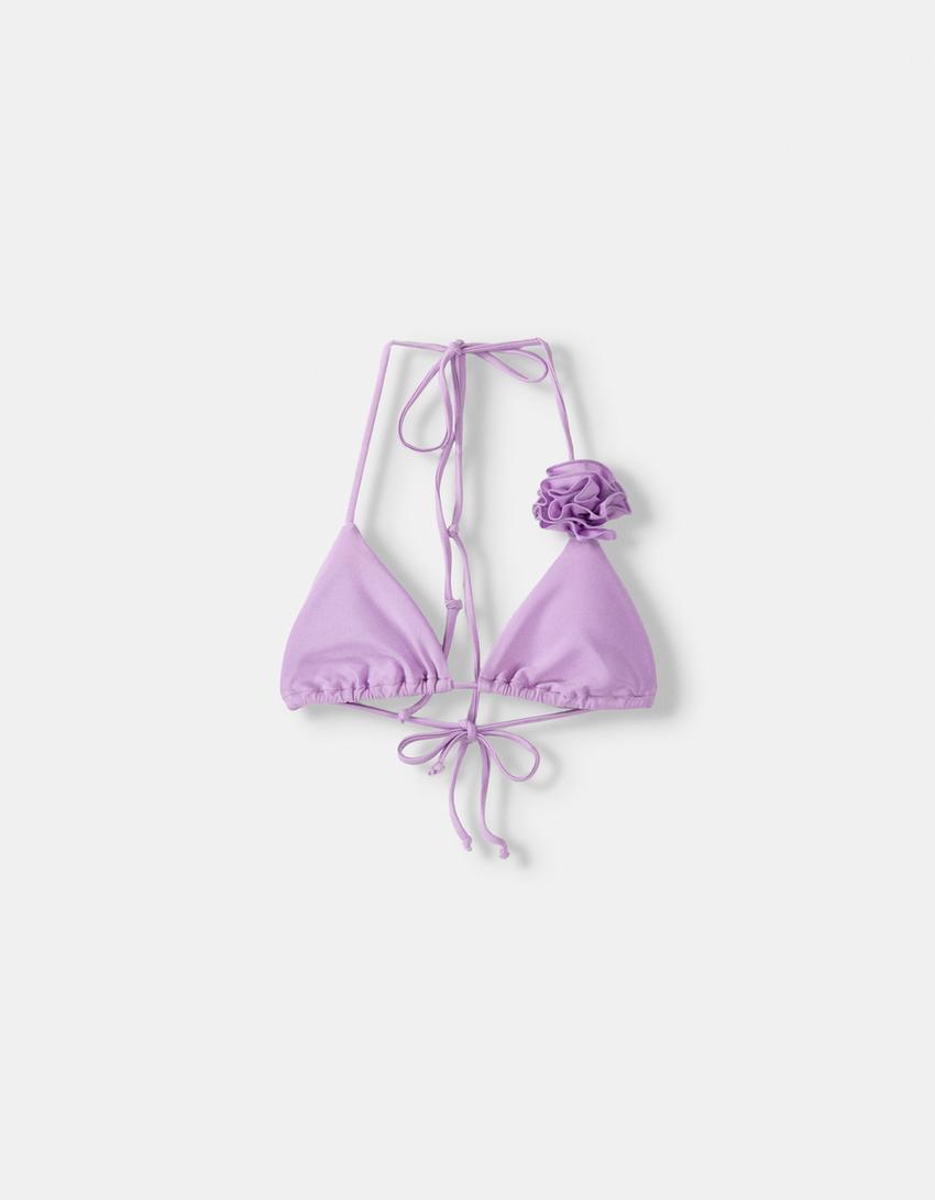 قطعة بكيني علوية بتفصيل زهور-بنفسجي-3