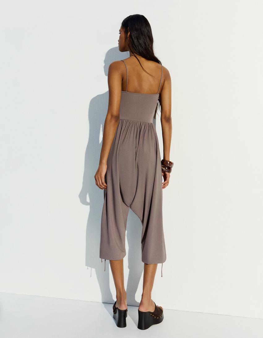 Strappy sarouel jumpsuit-Sand