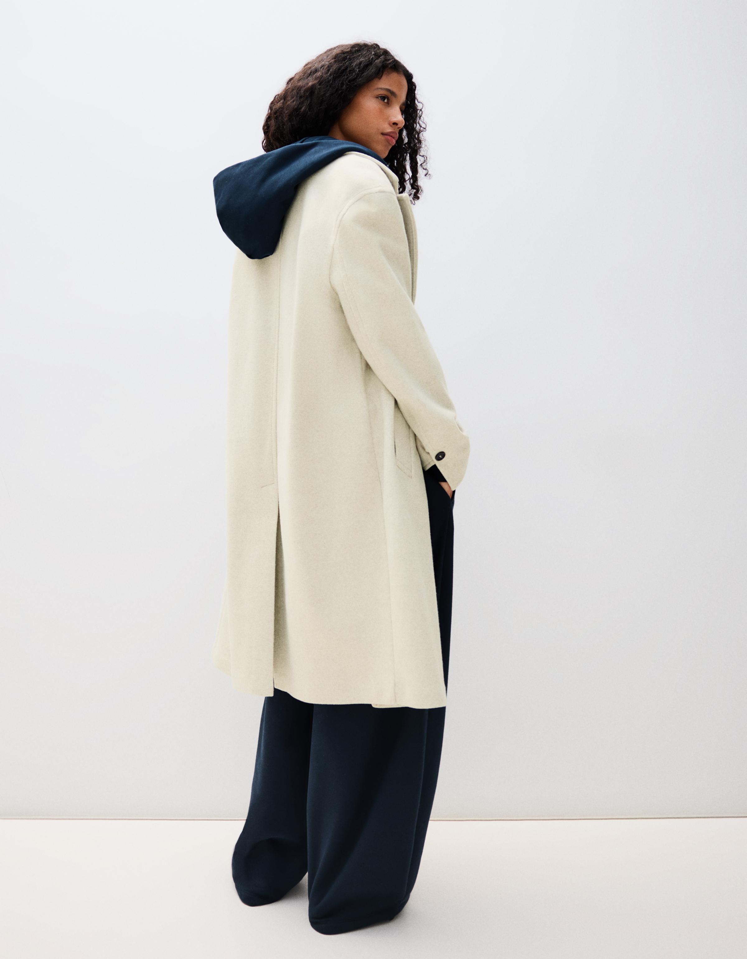 Soft-touch long coat — Sand