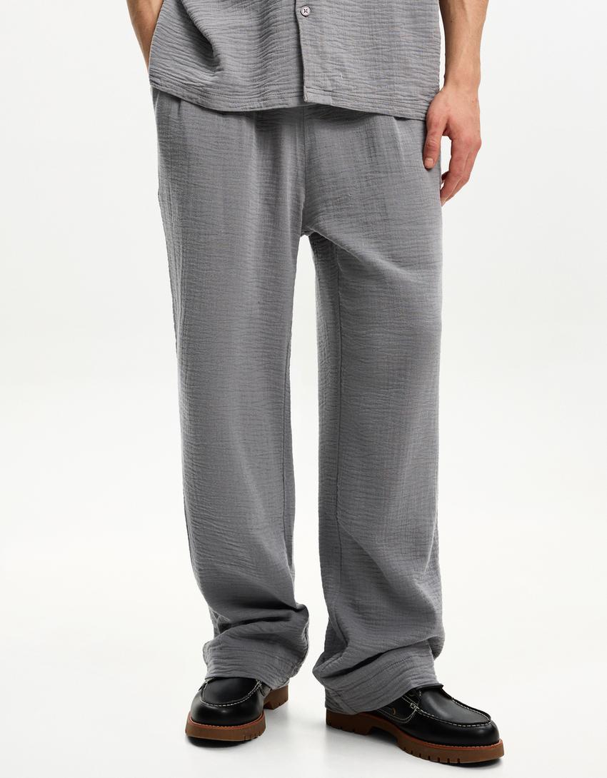 Wide-leg trousers-Dark grey