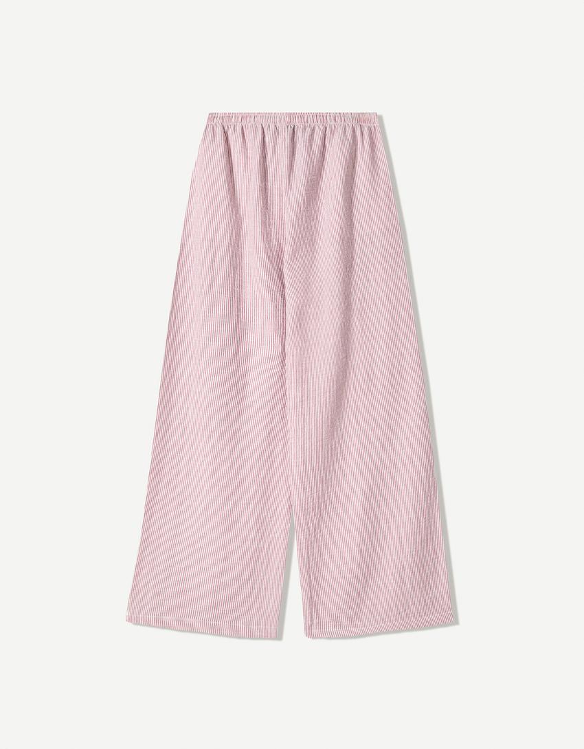 Pantalon rustique à rayures-Bordeaux-1