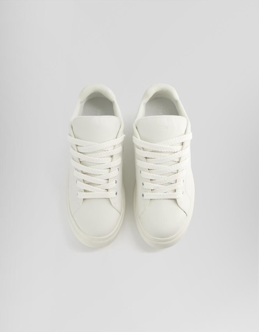 حذاء رياضي رجالي سميك-أبيض-4