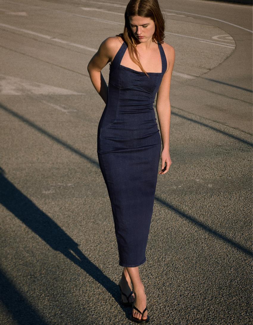 Denim midi dress - Dresses and Jumpsuits - Women | Bershka Denim midi dress - Dresses and Jumpsuits - Women | Bershka