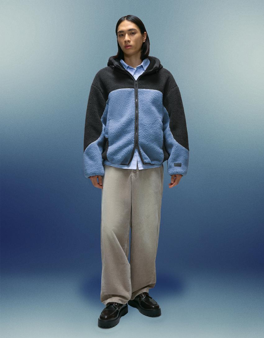 Veste en mouton synthétique-Bleu clair