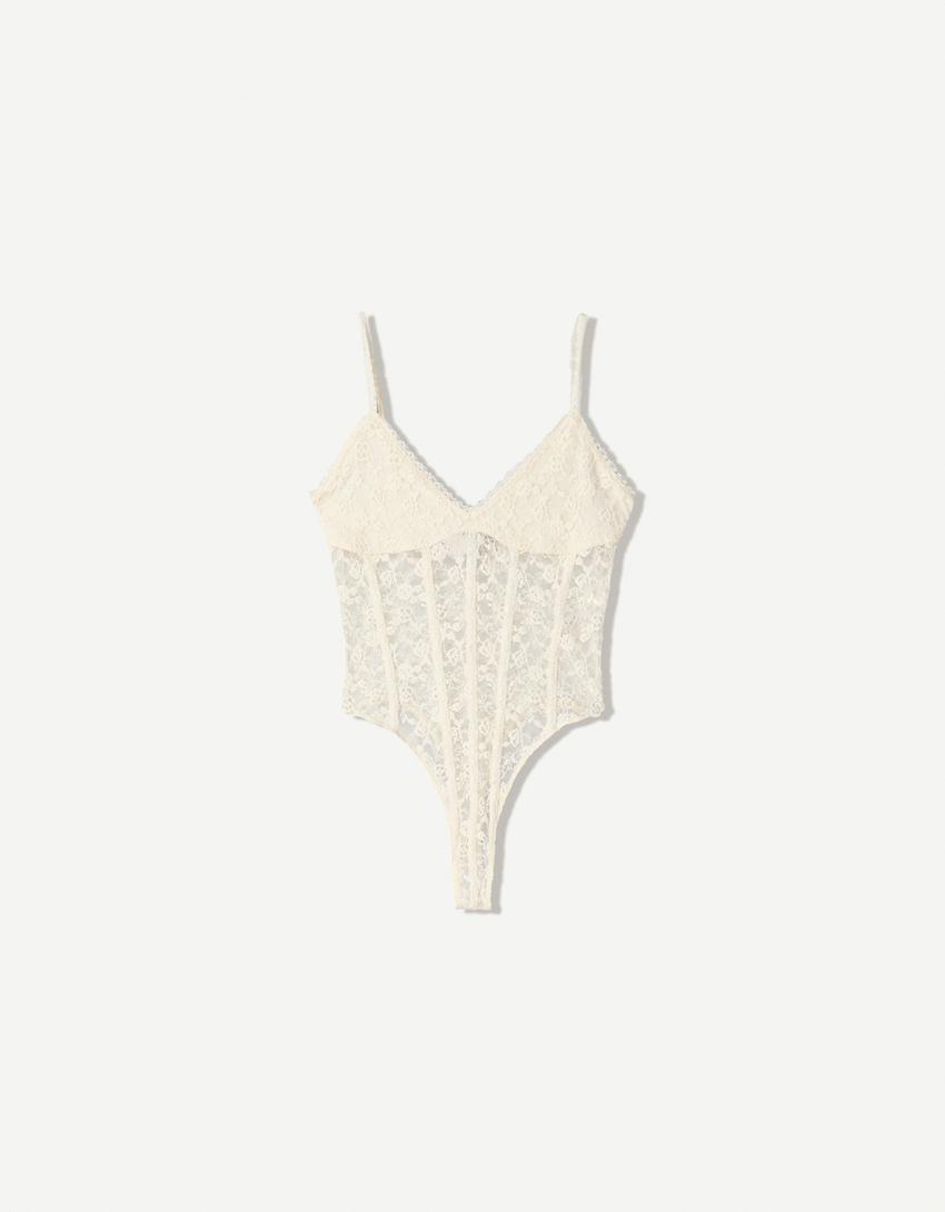Body bretelline pizzo sangallo-Avorio