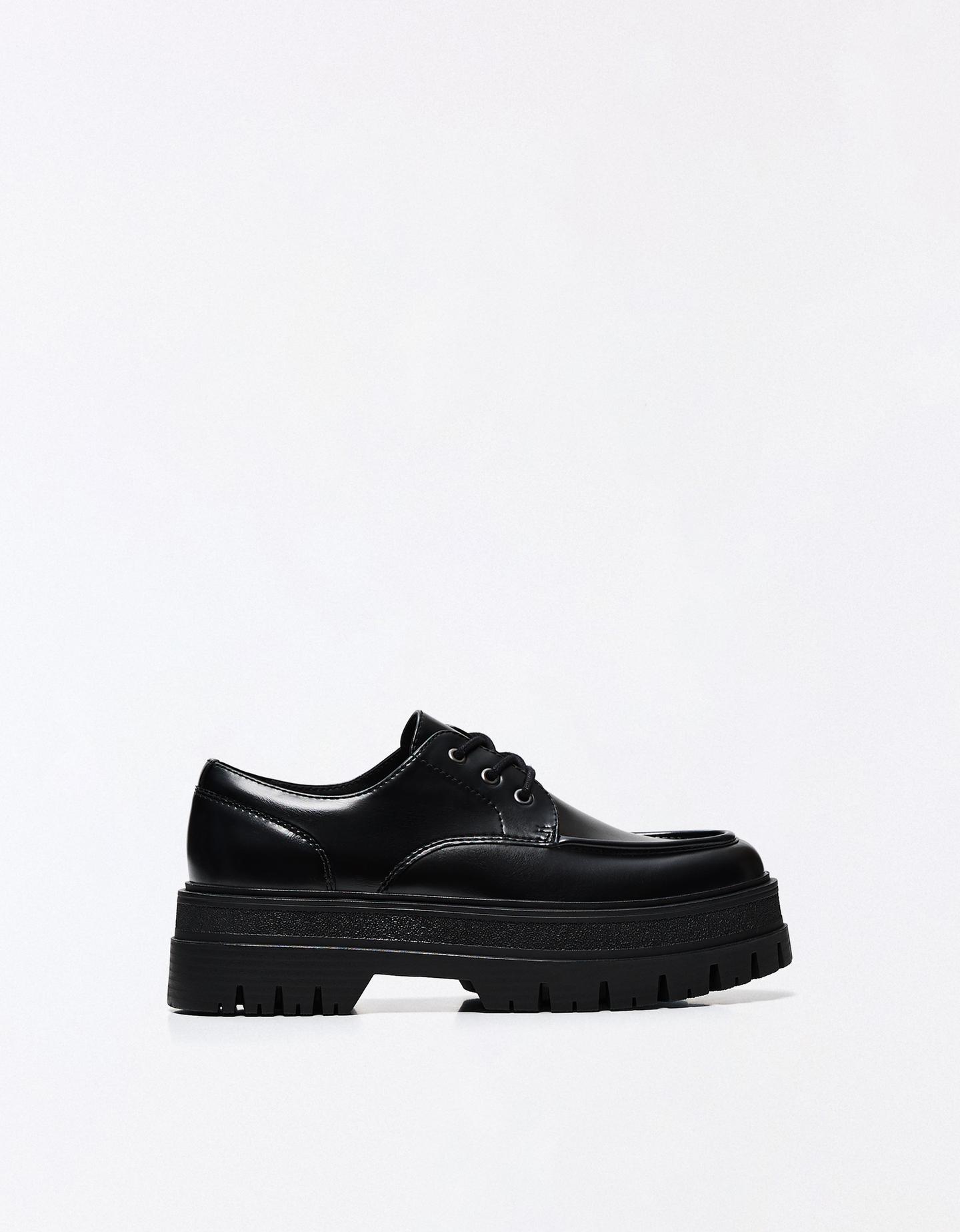 Bershka Zapato Vestir Bordón Hombre Negro
