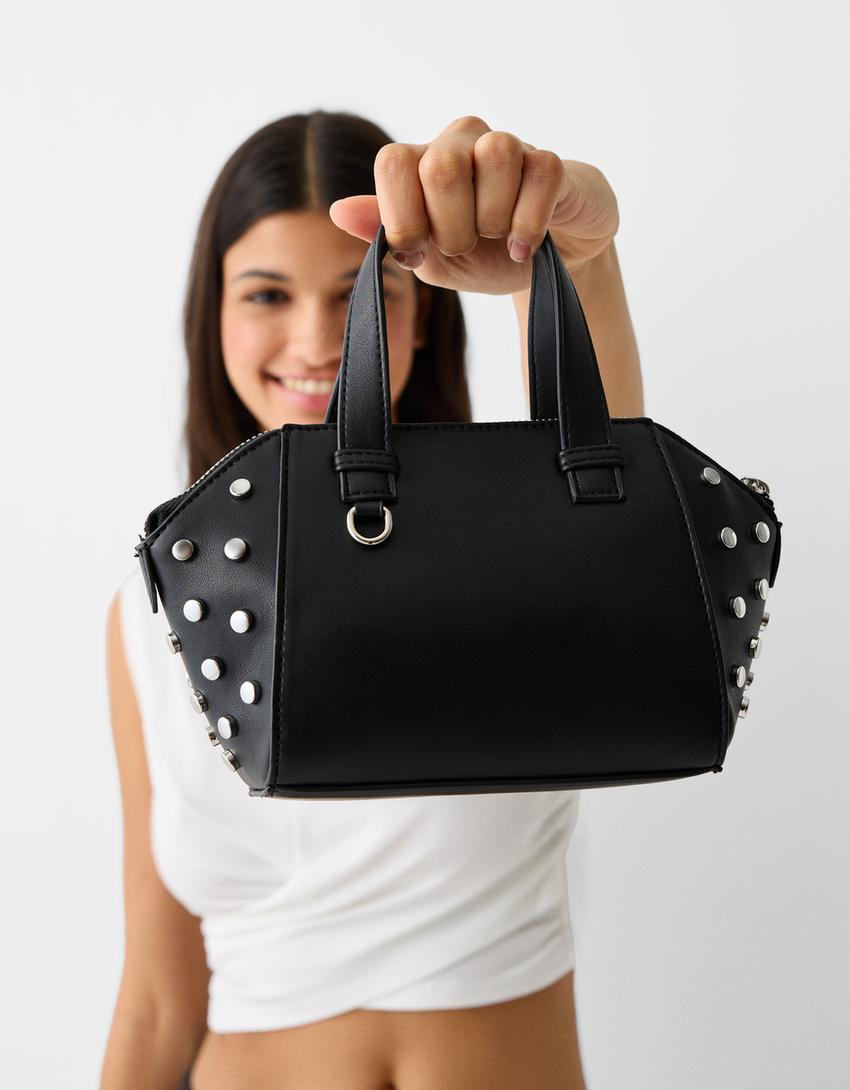 Studded multi-way mini crossbody bag-Black-1