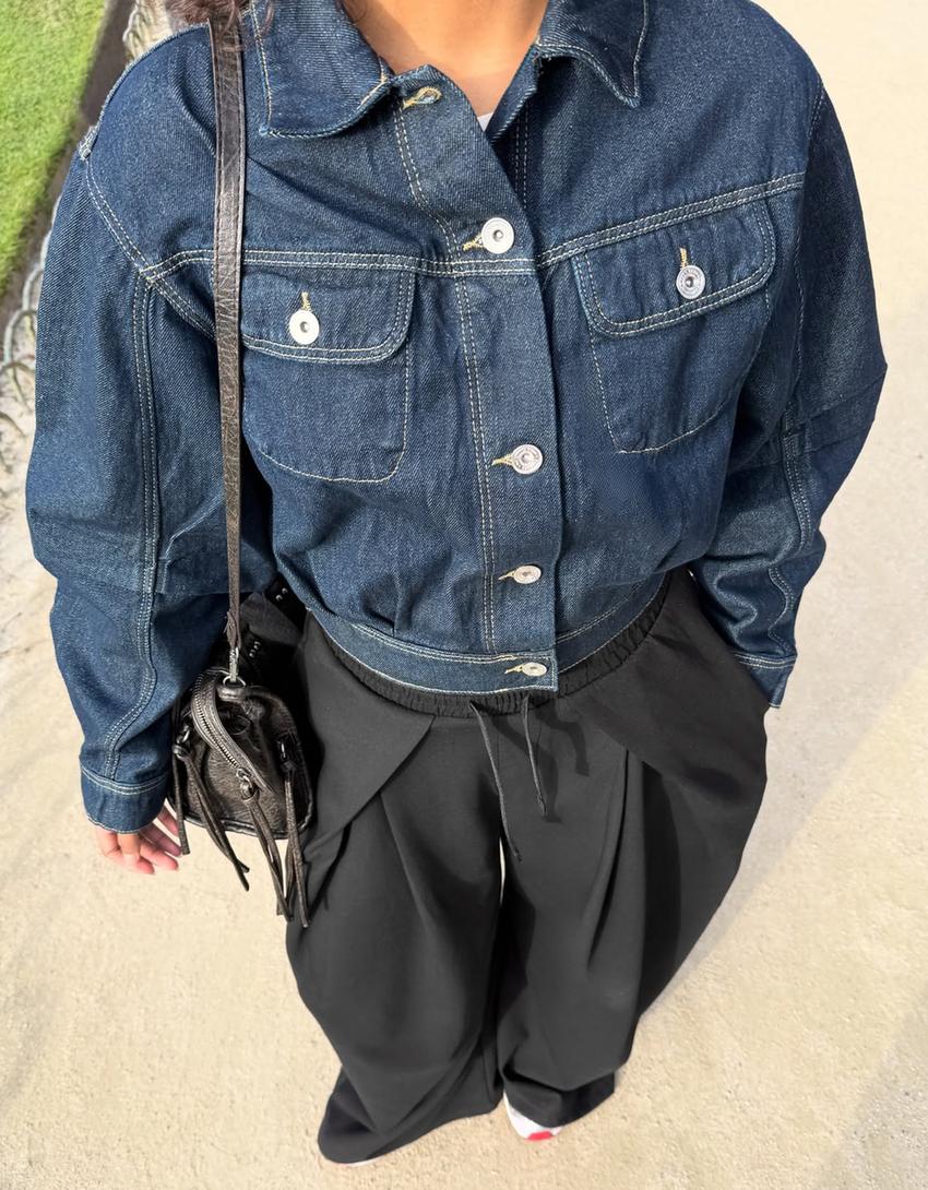 Wijde pijpen broek met synthetisch rubber effect en stoppers-Zwart