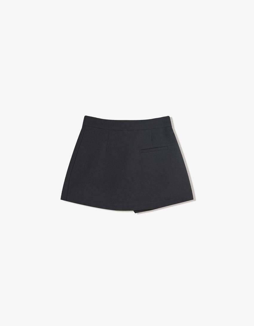 Minijupe taille croisée-Noir-1