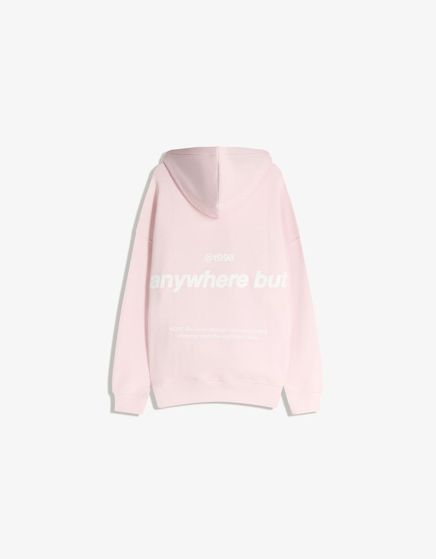 Sweat à capuche imprimé-Rose