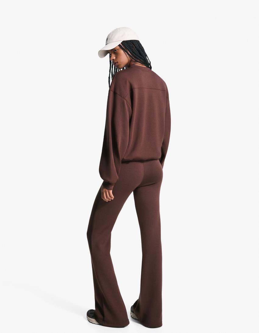 Pantalone flare modal-Braon-1