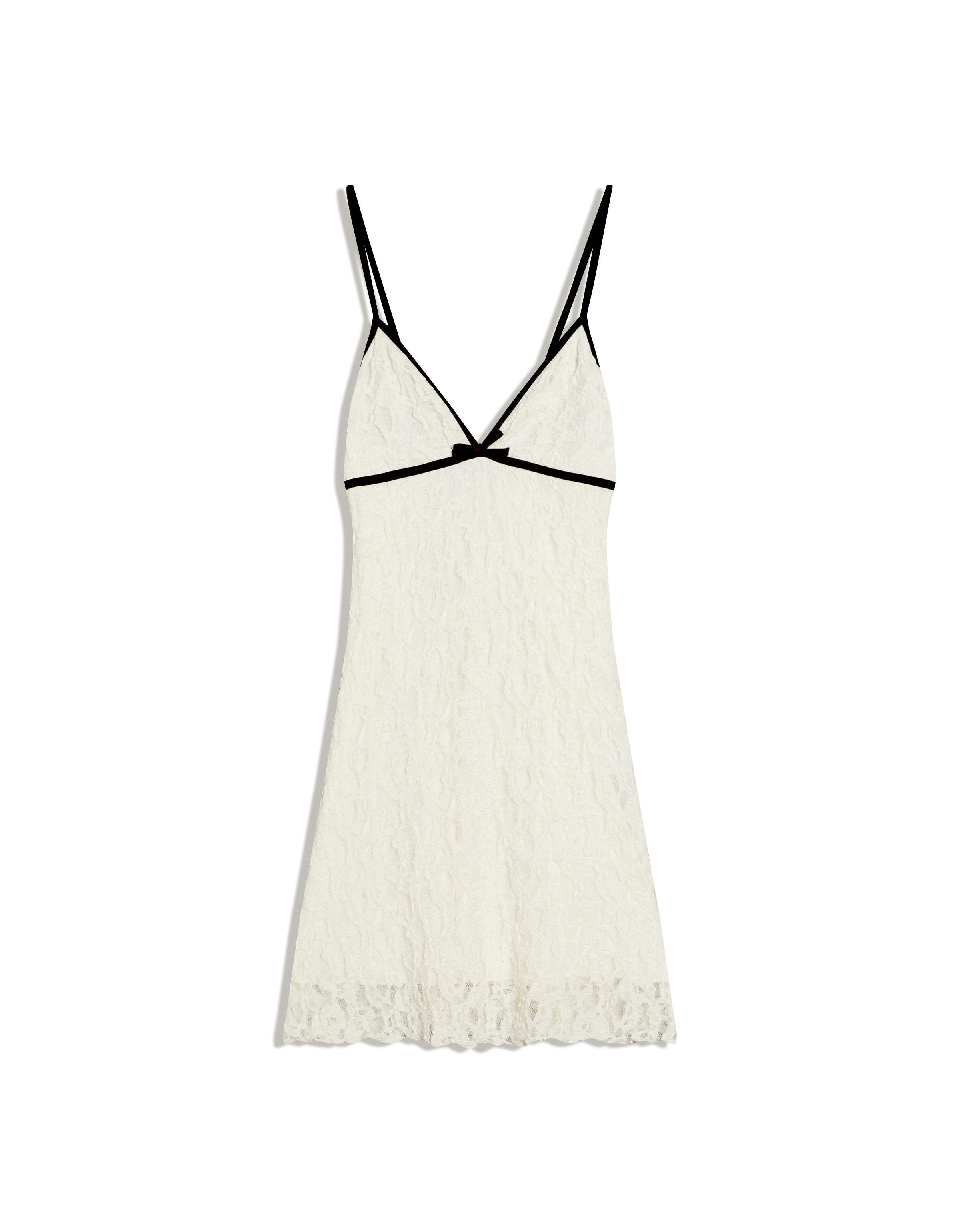 Kontrast dantelli mini elbise - Görsel 8