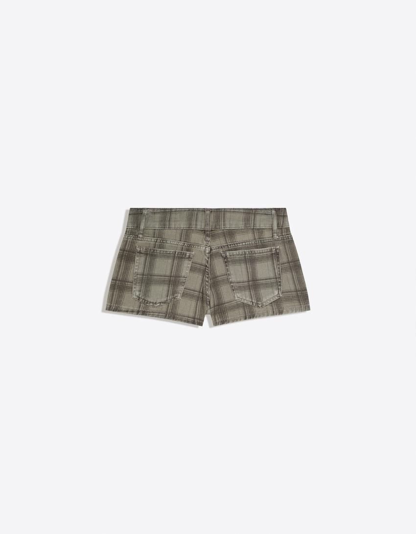 Karierte Shorts mit Doppelknopf-0-897