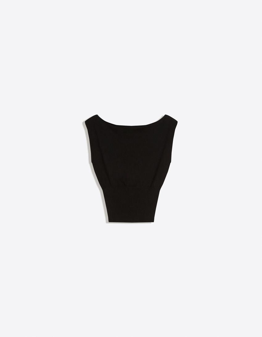 Boat neck top-Black