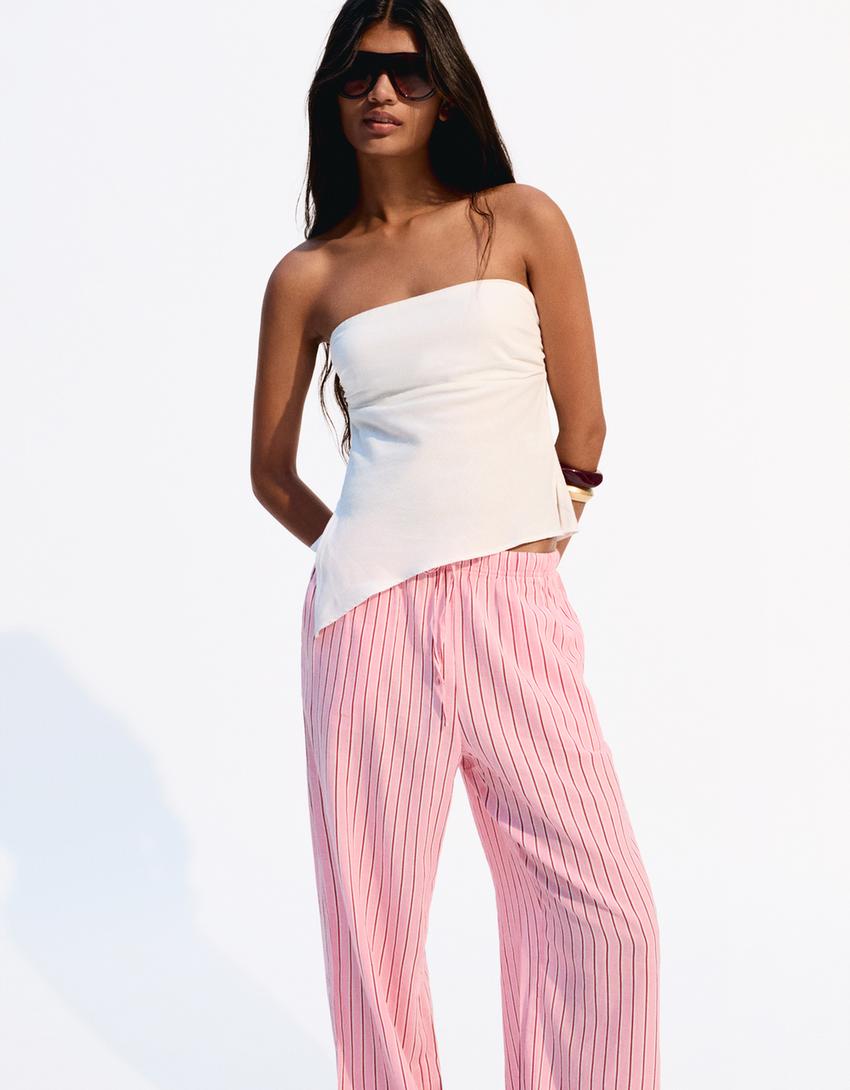 Linen blend bandeau top-Off white