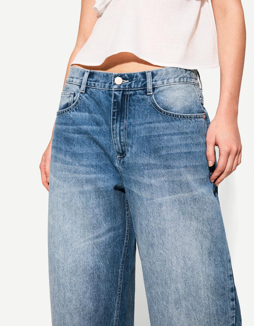 Jeans barrel goma en cintura-Azul lavado-1