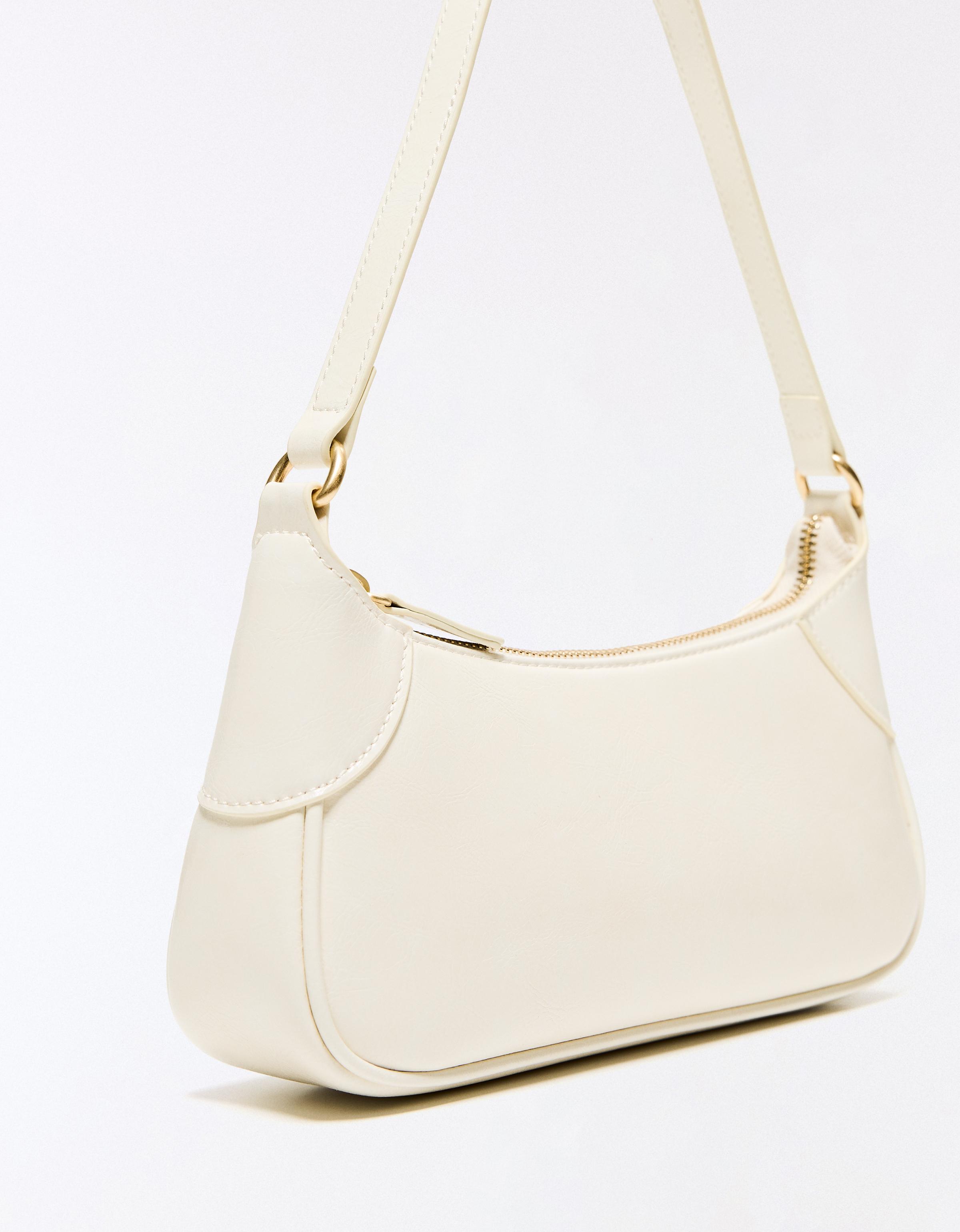 Leather-effect shoulder bag — Cream