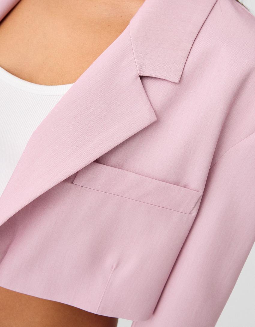 Mini skirt and blazer set-Pink-9
