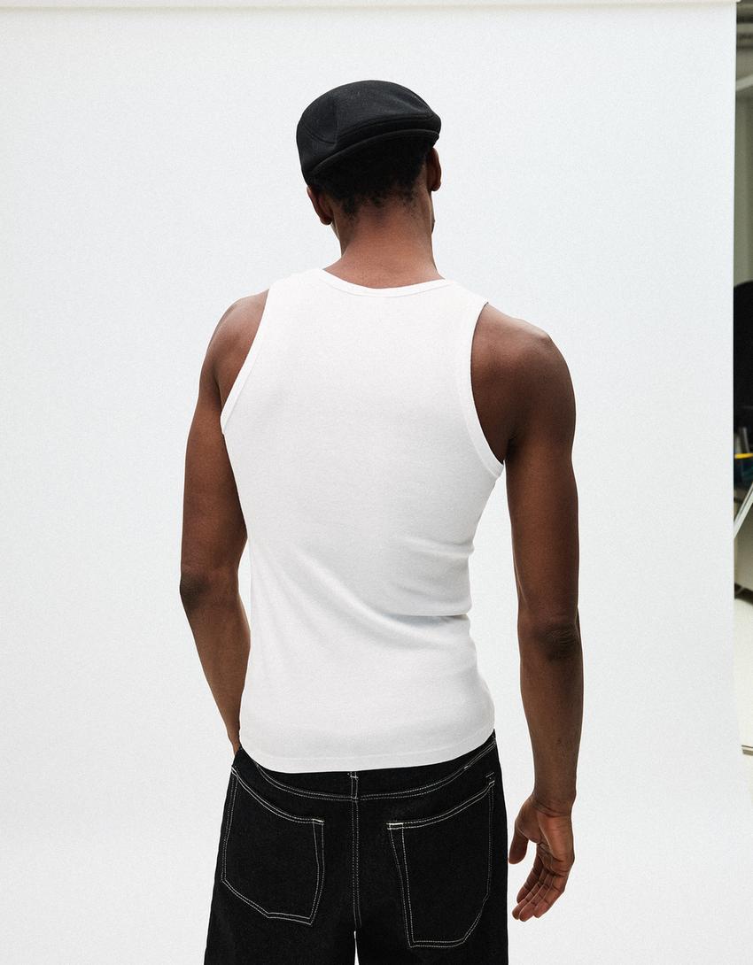 Ribbed vest top-White