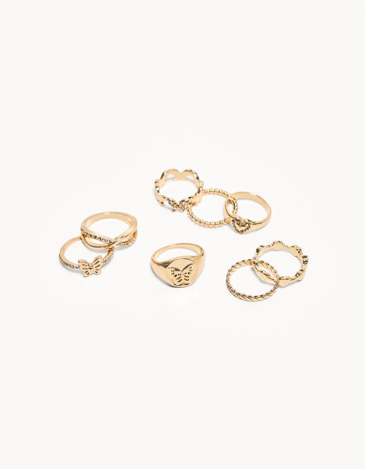 8-pack of butterfly rings