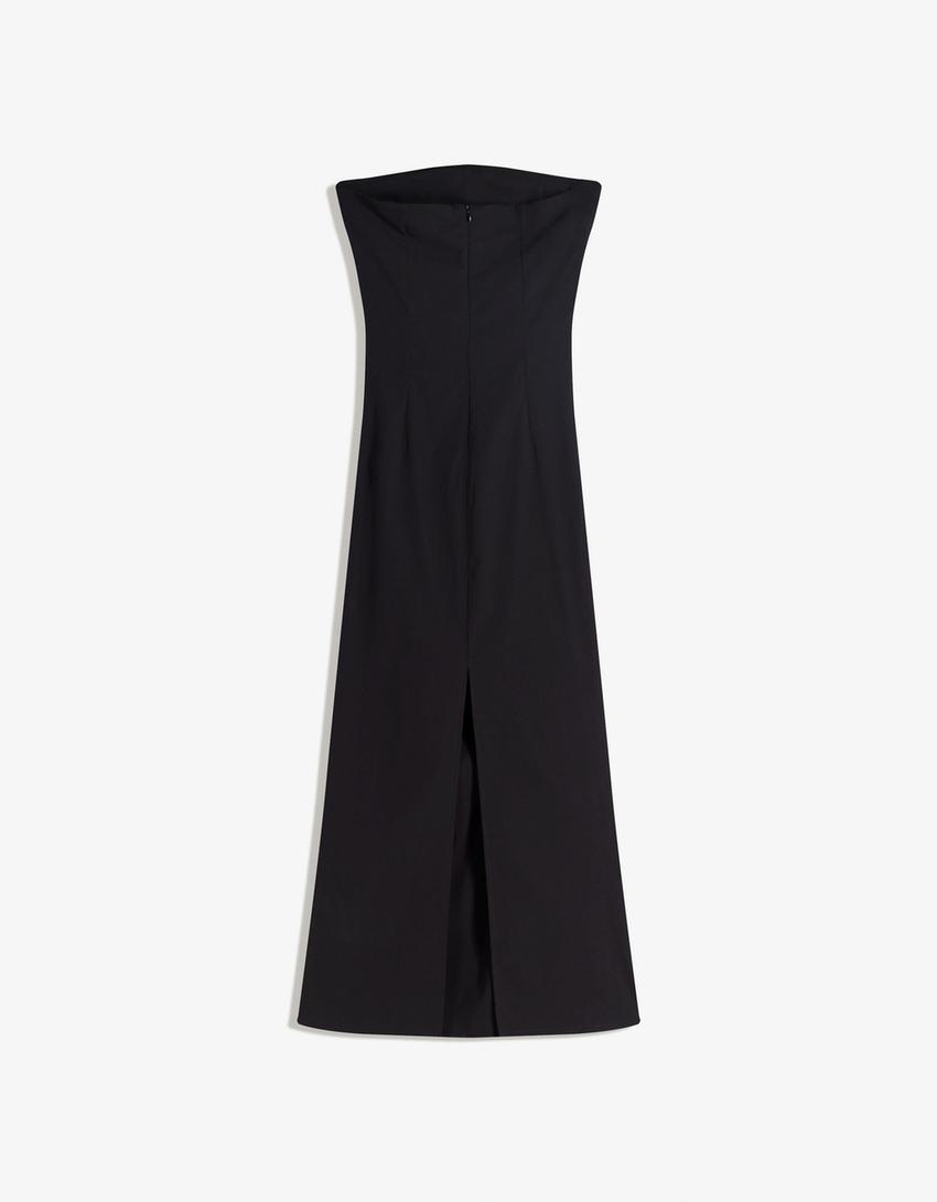 Vestido midi bandeau bengalina-Negro