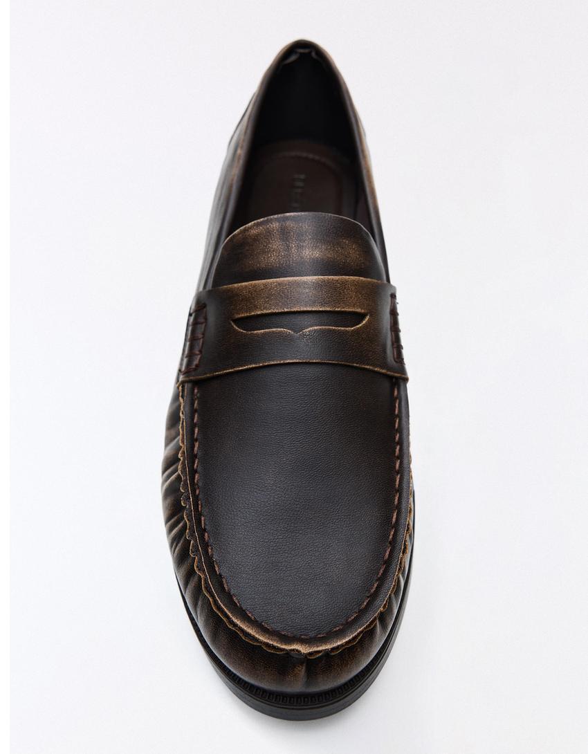 Mocassin froncé détail brossé-Marron