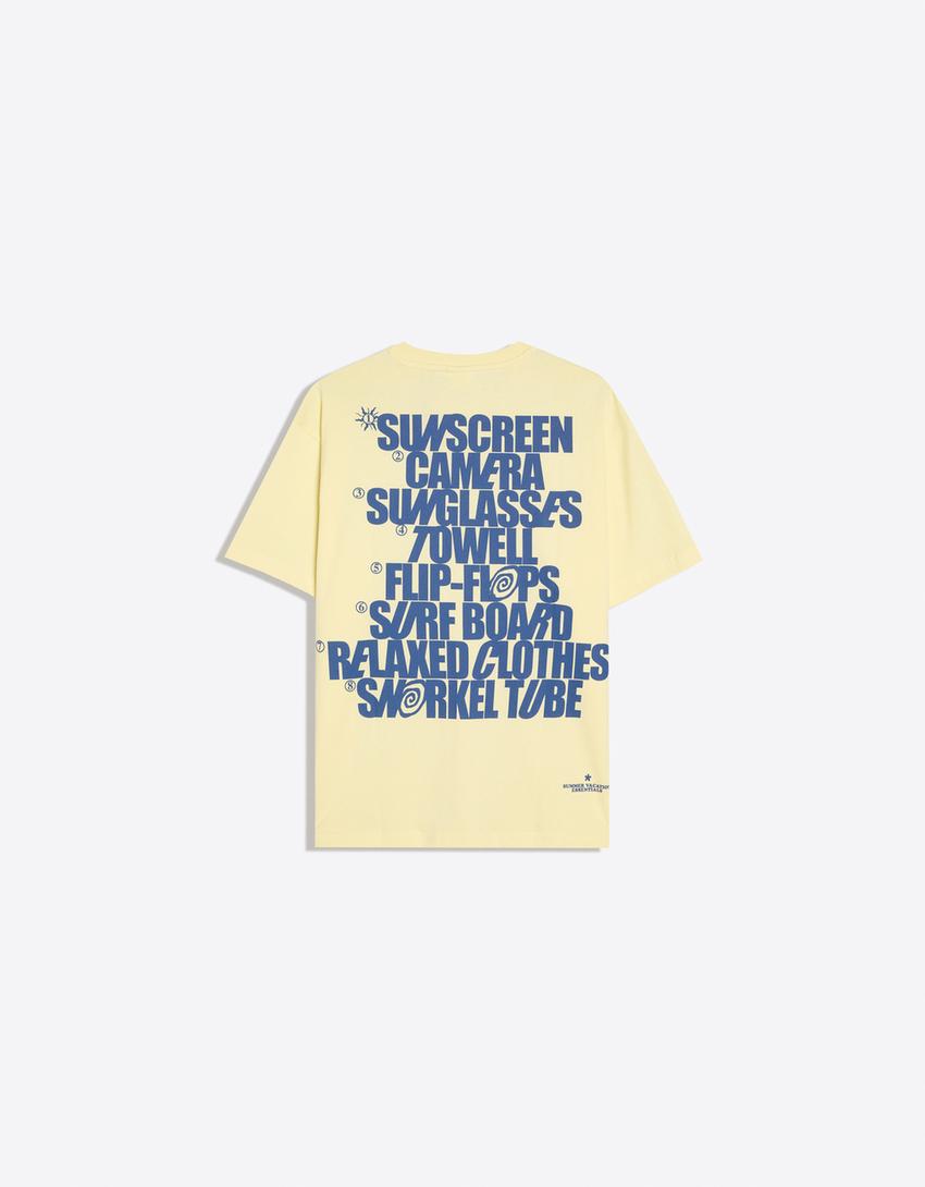 Short sleeve printed T-shirt-Yellow