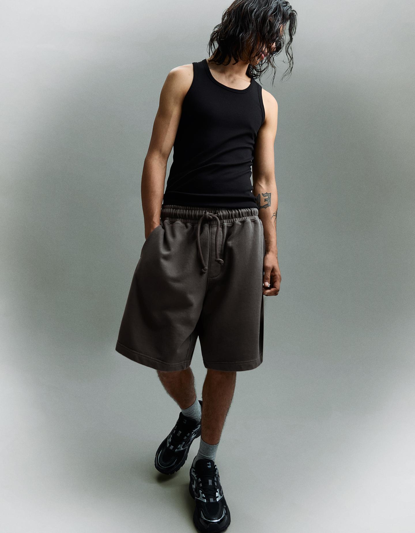 Bershka bermudy boxy prane szary