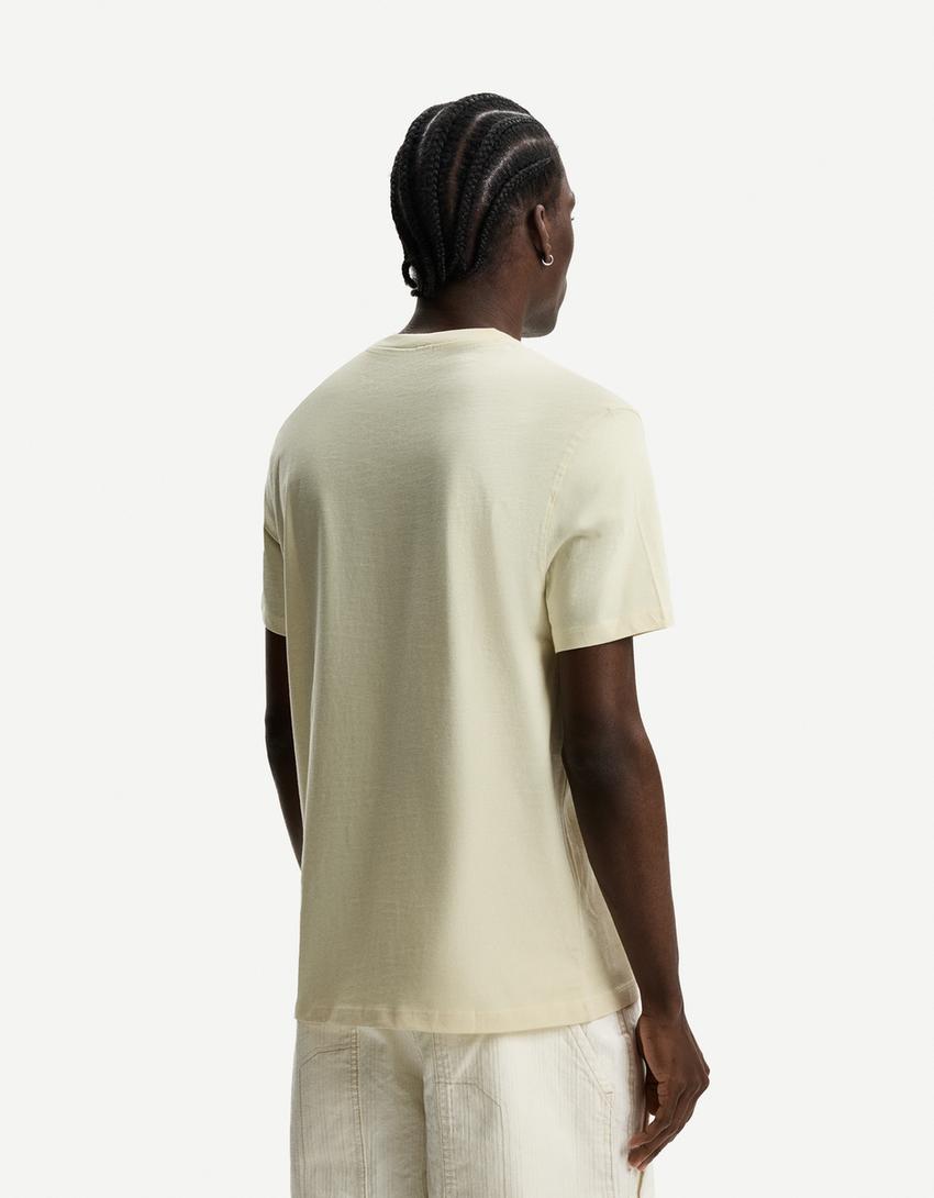 T-shirt à manches courtes basique-Jaune-1