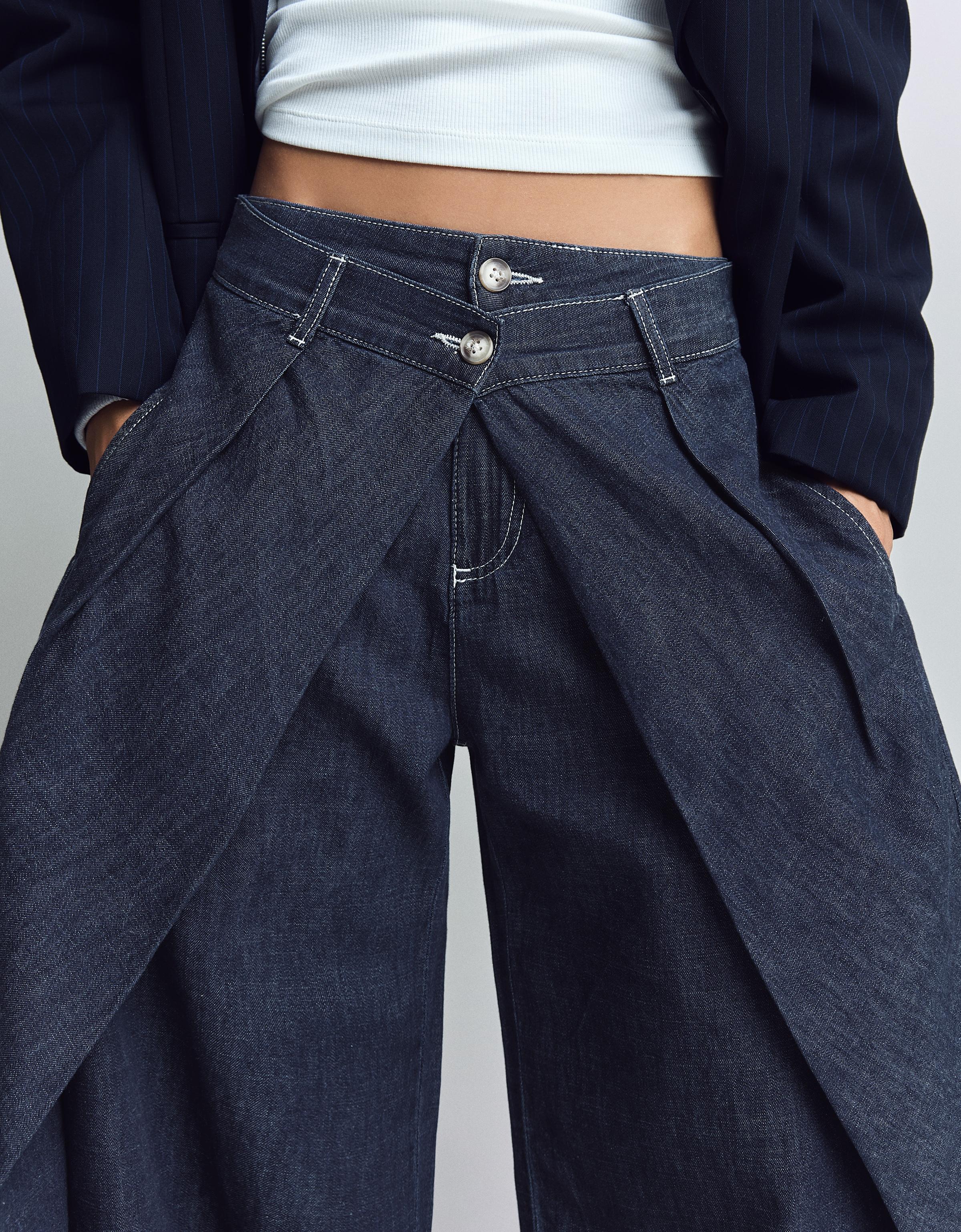 Düşük bel pilili balon jean - Görsel 16