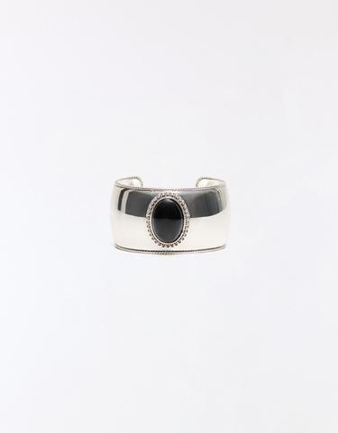 Oval stone bangle — Silver 3