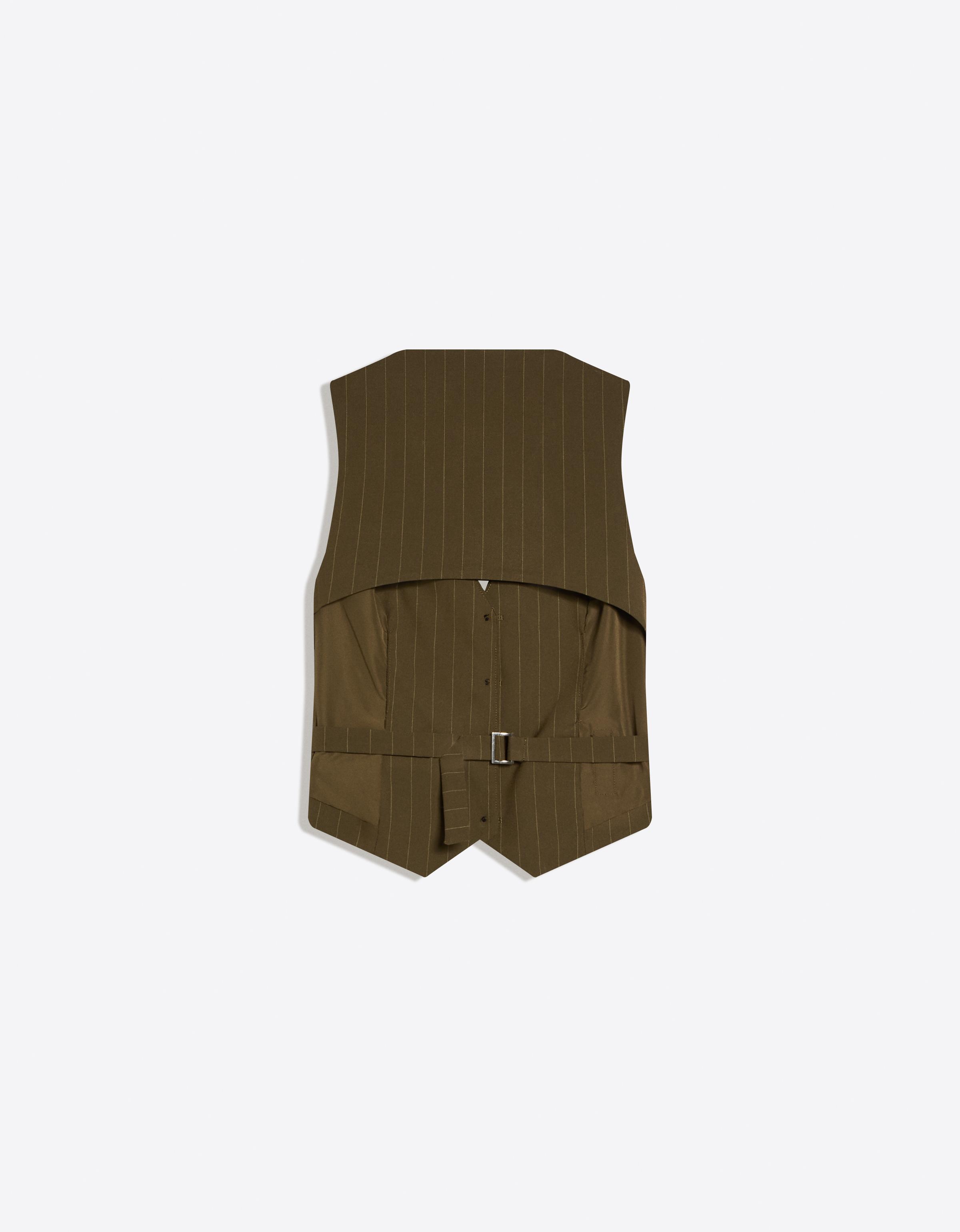 Arkası tokalı çizgili yelek - Görsel 7