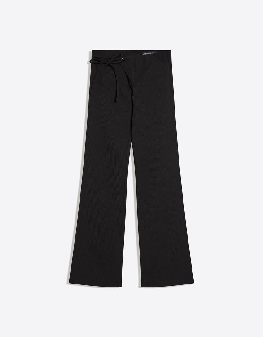 Low-rise flared trousers-Black