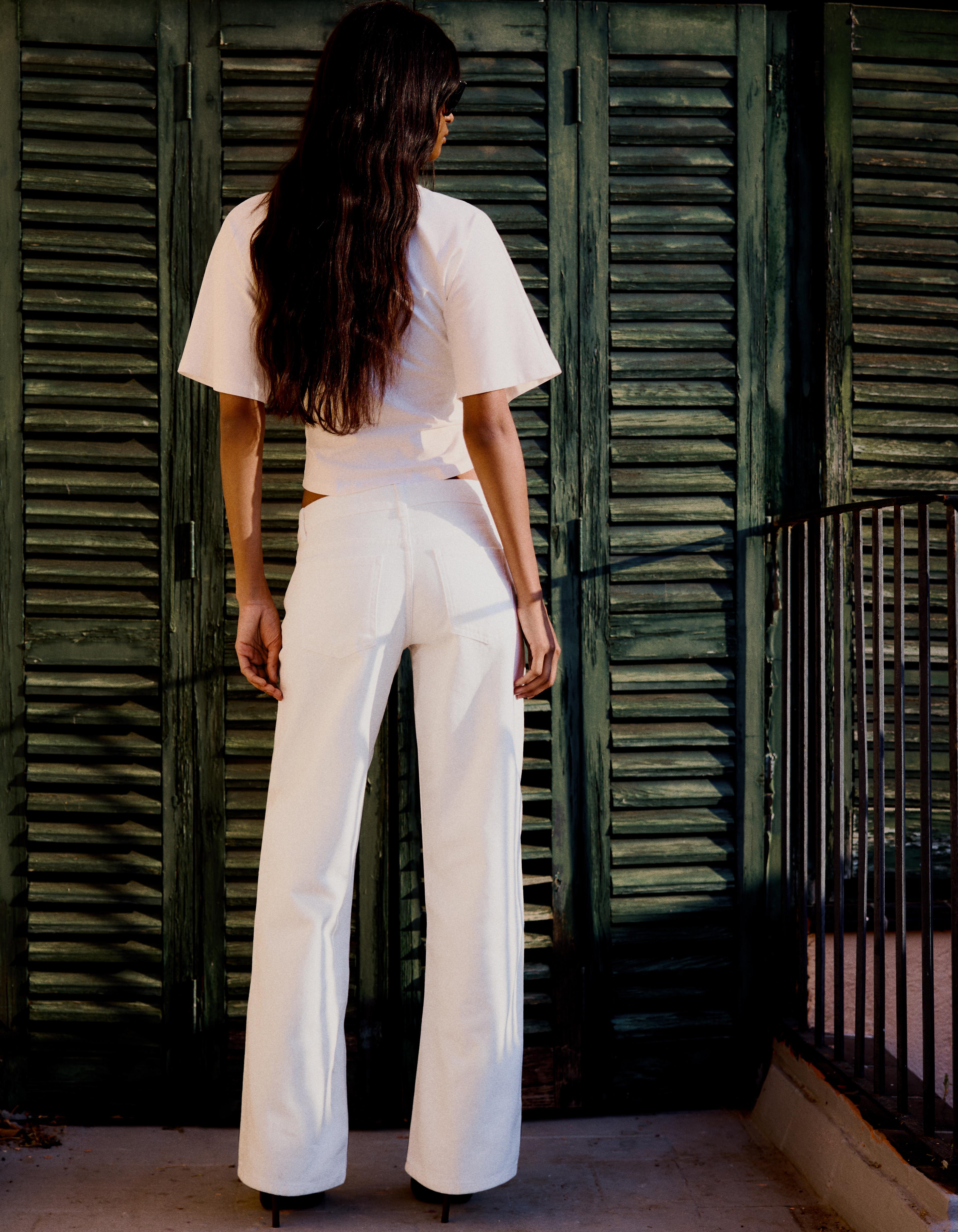 Low-rise straight jeans — White