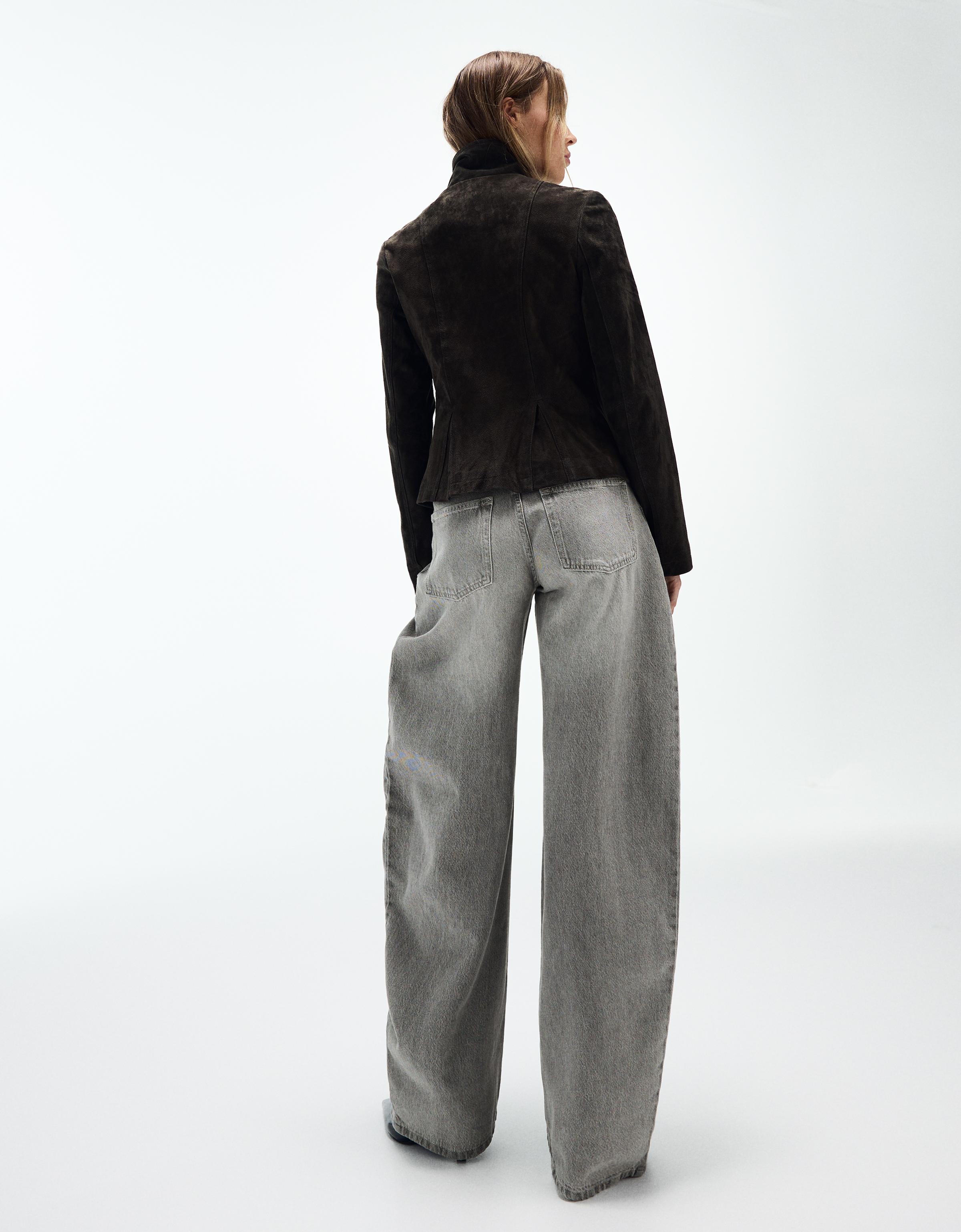 High-waist barrel jeans — Grey